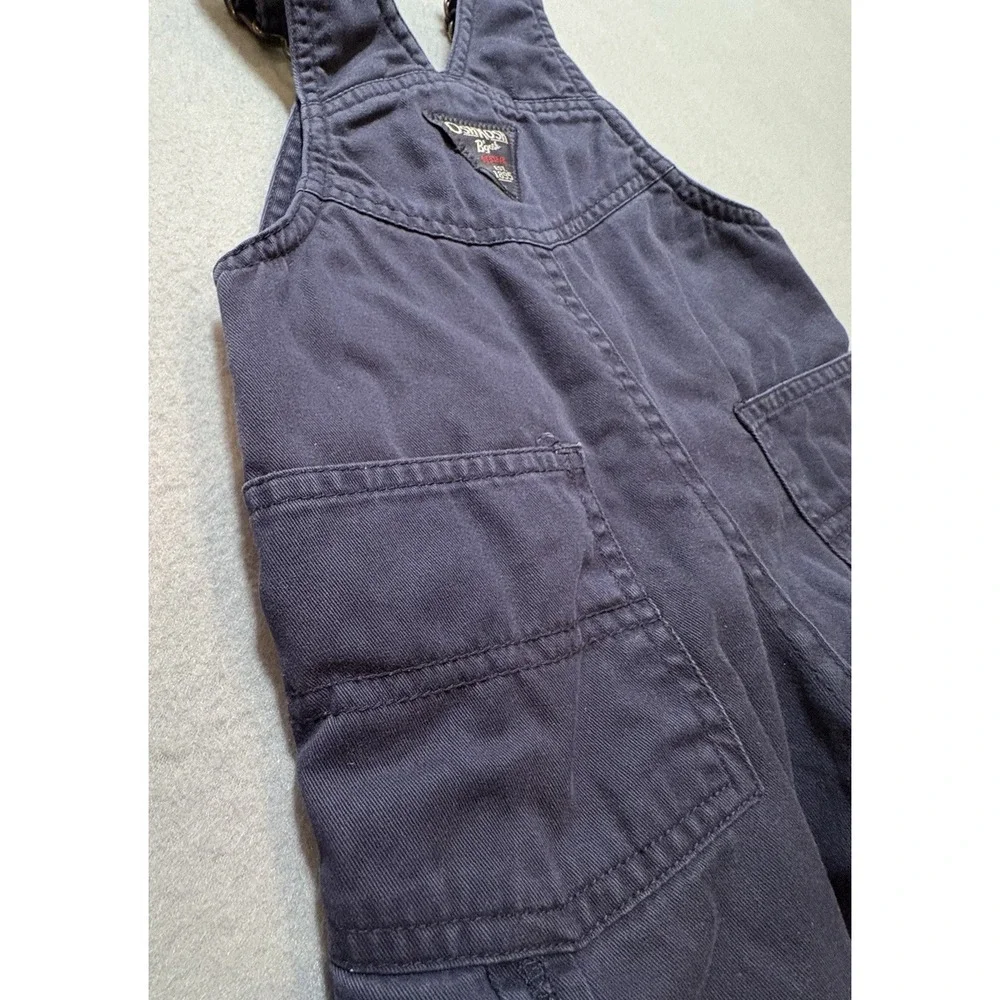 OshKosh B'gosh 12mos Overalls Navy Blue‎ Fleece Lined Snap Legs Adjustable Strap